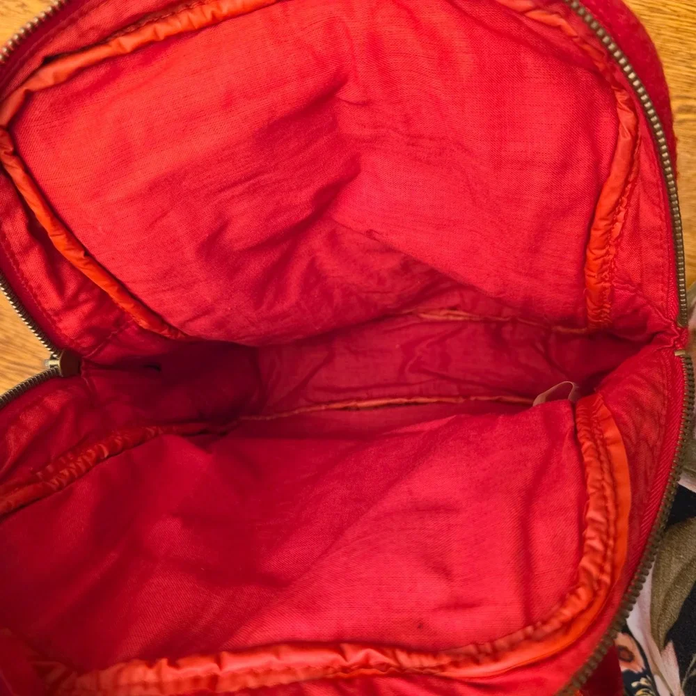 Disney Store Winnie the Pooh Red Felt Embroidered Fall Leaves Mini Backpack Bag
